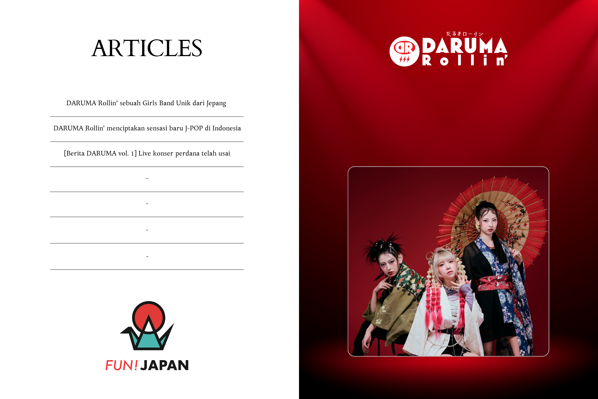 Artikel tentang DARUMA Rollin' di FUN! JAPAN - Juli 2025